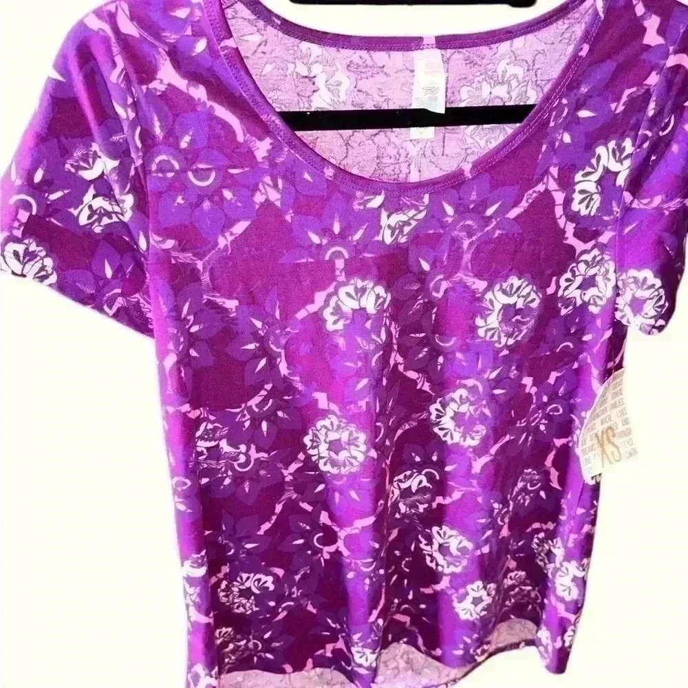 Lularoe XS purple , pink, & white floral Classic T. NWT.